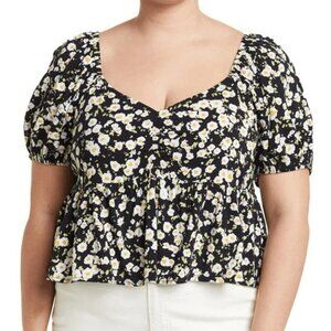 Abound Cinch Front Babydoll Top in Black Daisy Ditsy Ana’s Pick Size M NEW!